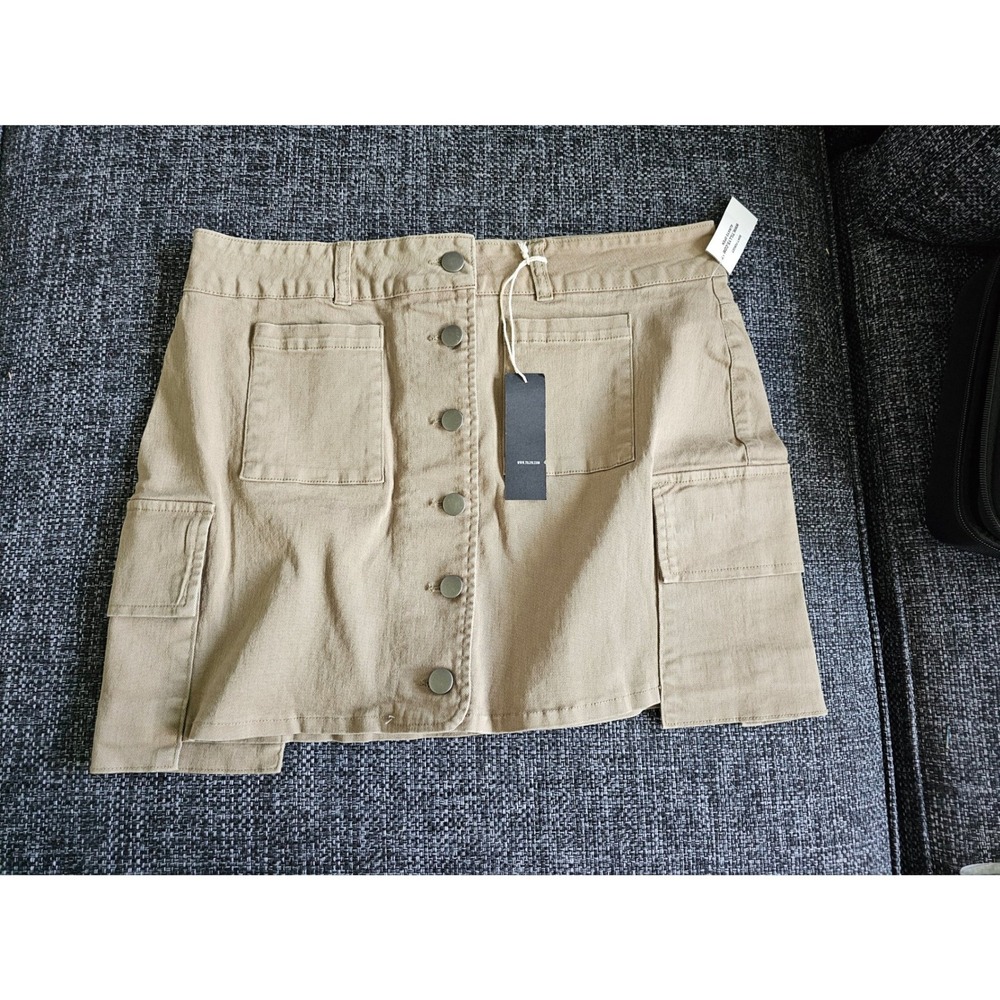 West of Melrose Cargo Mini Skirt Womens XL Army Tan NWT Button Front Utility